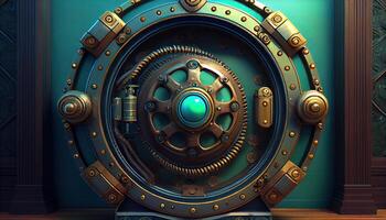 steampunk portal generator, digital art illustration, photo