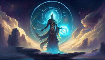 spiritual sentinel depict, digital art illustration, photo