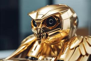 golden eagle metal robot prototype, generated technology photo