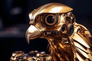 golden eagle metal robotic, generative ai generated technology photo