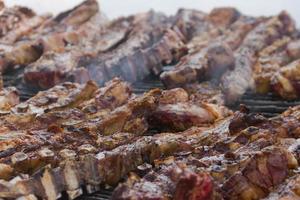 traditional meat grilled on the grill in the Argentine countryside photo