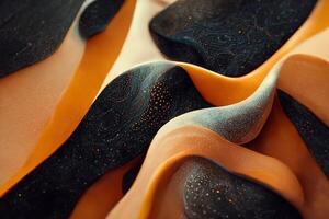 close up of a black and orange fabric. . photo