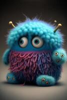 blue and purple fuzzy monster with googly eyes. . photo