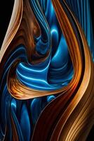 blue and brown abstract painting on a black background. . photo