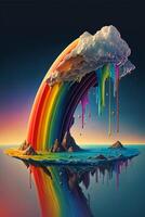 rainbow in the middle of a body of water. . photo