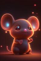 close up of a mouse with glowing eyes. . photo