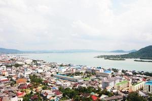 Beautiful Viewpoint of Songkla city and Samila beach and seascape photo