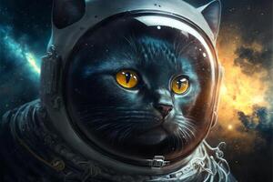 close up of a cat in a space suit. . photo