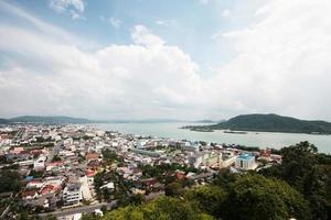 Beautiful Viewpoint of Songkla city and Samila beach and seascape photo