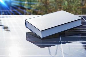 Bibles on a table lit from above Church concept. photo