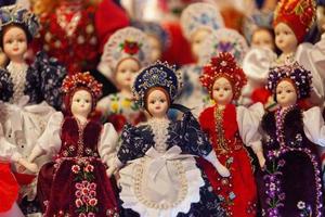 Hungarian dolls for sale on a market stall photo