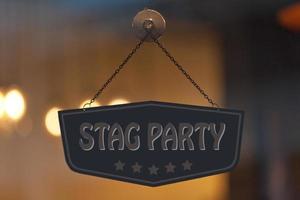 Stag Party sign in the window of a shop photo