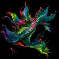 Abstract colorful splash background ,Watercolor swirling splash painting texture, Paint splashes on black background, photo