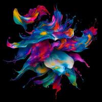 Abstract colorful splash background ,Watercolor swirling splash painting texture, Paint splashes on black background, photo
