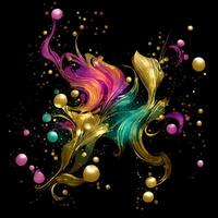 Abstract multicolor paint splash explosion on black background, Abstract swirling background, Watercolor glitter texture, photo