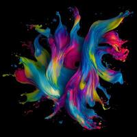 Abstract colorful splash background ,Watercolor swirling splash painting texture, Paint splashes on black background, photo