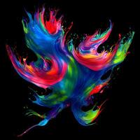 Abstract colorful splash background ,Watercolor swirling splash painting texture, Paint splashes on black background, photo