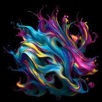 Abstract colorful splash background ,Watercolor swirling splash painting texture, Paint splashes on black background, photo