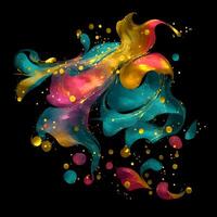 Abstract multicolor paint splash explosion on black background, Abstract swirling background, Watercolor glitter texture, photo
