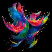Abstract multicolor paint splash explosion on black background, Abstract swirling background, Watercolor glitter texture, photo