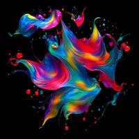 Abstract colorful splash background ,Watercolor swirling splash painting texture, Paint splashes on black background, photo