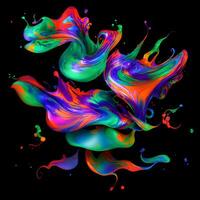 Abstract colorful splash background ,Watercolor swirling splash painting texture, Paint splashes on black background, photo