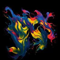 Abstract colorful splash background ,Watercolor swirling splash painting texture, Paint splashes on black background, photo