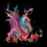 Abstract colorful splash background ,Watercolor swirling splash painting texture, Paint splashes on black background, photo