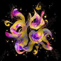 Abstract multicolor paint splash explosion on black background, Abstract swirling background, Watercolor glitter texture, photo