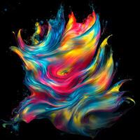 Abstract colorful splash background ,Watercolor swirling splash painting texture, Paint splashes on black background, photo