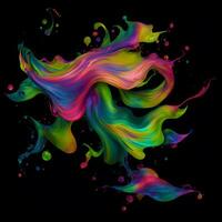 Abstract colorful splash background ,Watercolor swirling splash painting texture, Paint splashes on black background, photo