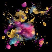 Abstract multicolor paint splash explosion on black background, Abstract swirling background, Watercolor glitter texture, photo