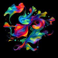 Abstract colorful splash background ,Watercolor swirling splash painting texture, Paint splashes on black background, photo
