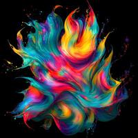 Abstract colorful splash background ,Watercolor swirling splash painting texture, Paint splashes on black background, photo