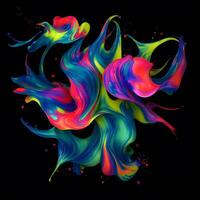 Abstract colorful splash background ,Watercolor swirling splash painting texture, Paint splashes on black background, photo