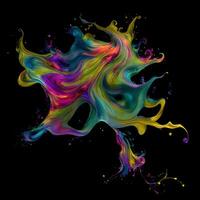 Abstract colorful splash background ,Watercolor swirling splash painting texture, Paint splashes on black background, photo