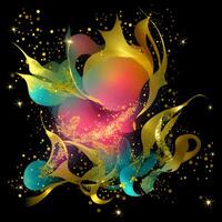 Abstract multicolor paint splash explosion on black background, Abstract swirling background, photo