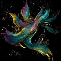 Abstract multicolor paint splash explosion on black background, Abstract swirling background, photo