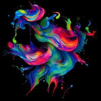 Abstract colorful splash background ,Watercolor swirling splash painting texture, Paint splashes on black background, photo