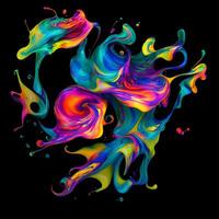 Abstract colorful splash background ,Watercolor swirling splash painting texture, Paint splashes on black background, photo