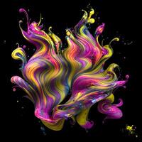 Abstract colorful splash background ,Watercolor swirling splash painting texture, Paint splashes on black background, photo