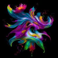 Abstract colorful splash background ,Watercolor swirling splash painting texture, Paint splashes on black background, photo