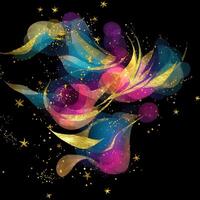 Abstract multicolor paint splash explosion on black background, Abstract swirling background, Watercolor glitter texture, photo