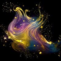 Abstract multicolor paint splash explosion on black background, Abstract swirling background, Watercolor glitter texture, photo