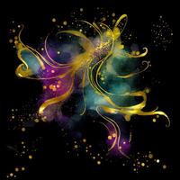 Abstract multicolor paint splash explosion on black background, Abstract swirling background, photo