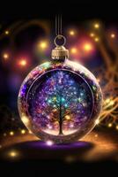 christmas ornament with a tree inside of it. . photo