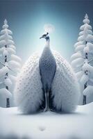 bird that is standing in the snow. . photo