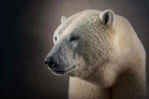 close up of a polar bears face. . photo