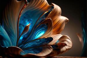 close up of a glass vase on a table. . photo