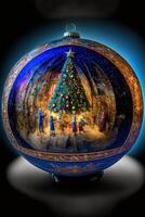 christmas ornament with a christmas tree inside of it. . photo